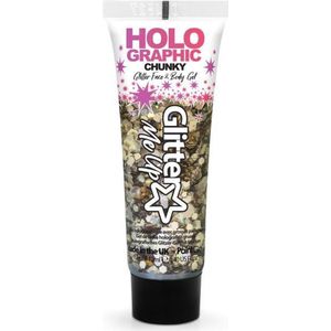 Holographic Chunky Glitter Face & Body Gel - Face jewels - Glitters gezicht - Festival make up - Golden Girl