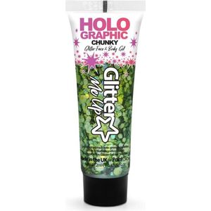 Holographic Chunky Glitter Face & Body Gel - Face jewels - Glitters gezicht - Festival make up - Green Envy