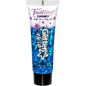 Paintglow Fantasy Chunky Glitter - Gezicht & body gel - Festival glitters - Face jewels - Make up - Mermazing Blauw - 12ml