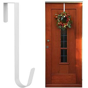ANSIO Kerstkrans hanger, 31,7 cm boven de deur metalen kranshouder voor kerstdecoratie - pak van 1 - wit