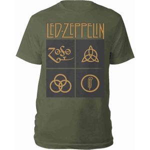 Led Zeppelin Green Symbols Heren T-shirt - olijf - M