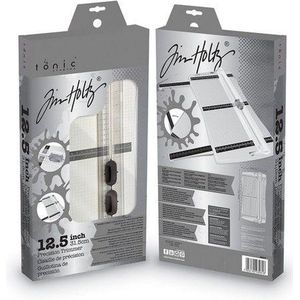 Tonic Studios Tim Holtz Precisie Papiersnijder met Rilfunctie - 31,5 cm - voor Papier en Cardstock - inch + cm - Inkl. Uitschuifbare Linialen, Antislip Basis & Opbergvakje voor Knutselaccessoires