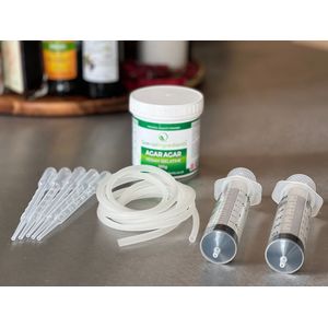 Moleculair Koken Spaghetti & Kaviaar Kit – Complete Set – Inclusief Agar Agar – Voor Culinaire Spaghetti & Eetbare Parels – Vegetarisch Alternatief voor Gelatine – Moderne Gastronomie – Moleculair Koken – Inclusief Accessoires – Cadeautip