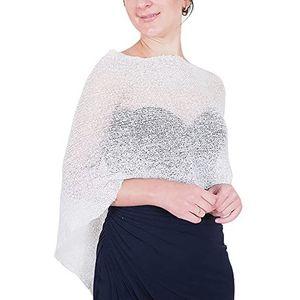 Mimosa Dames Plain Stretch Kant Visnet Bali Gehaakte Batwing Kleine Poncho, Wit, One size