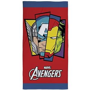 Character World Officiële Disney Marvel Avengers handdoek, super zacht gevoel, badgepatroon, perfect voor thuis, bad, strand en zwembad, eenheidsmaat 140 cm x 70 cm