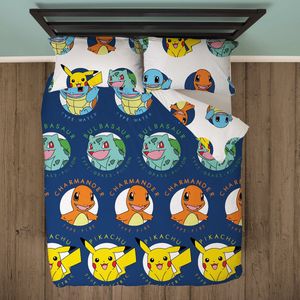 Pokemon dekbedovertrek - 200 x 200 cm. - Pokémon dekbed - tweepersoons met 2 kussenslopen - dubbelzijdig