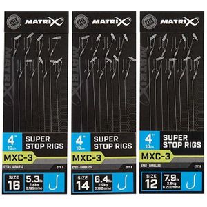 Matrix Onderlijn MXC-3 Super Stop Rigs 4” (10cm) Eyed - Barbless Maat : Haak 14