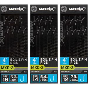 Matrix Onderlijn MXC-3 Boilie Pin Rigs 10cm - Eyed Barbless (8 pcs) Maat : Haak 14 - 0.180mm