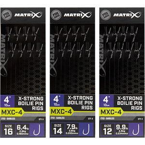 Matrix Onderlijn MXC-4 X-Strong Boilie Pin Rigs 10cm Eyed-Barbless (8 pcs) Maat : Haak 14 - 0.200mm