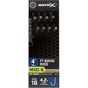 Matrix Onderlijnen MXC-6 F1 Band Rigs 10cm Eyed-Barbless (8 pcs) Maat : Haak 18 - 0.125mm