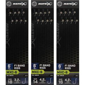 Matrix Onderlijnen MXC-6 F1 Band Rigs 15cm Eyed-Barbless (8 pcs) Maat : Haak 16 - 0.145mm