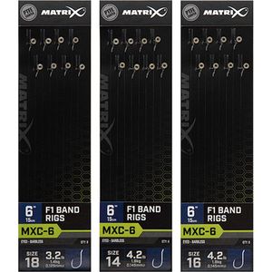 Matrix Onderlijnen MXC-6 F1 Band Rigs 15cm Eyed-Barbless (8 pcs) Maat : Haak 14 - 0.145mm