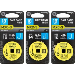 Matrix Onderlijn MXC-3 Bait Band Rigs 45cm Eyed-Barbless Maat : Haak 16 - 0.165mm