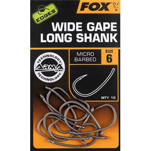 Fox Edges Wide Gape Long Shank Micro Barbed (10pcs) - Maat : 5