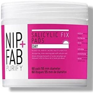 Nip + Fab Salicylic Acid Fix | Peeling Facial Pads Voor Dagopvang Met Salicylzuur | Aloë Vera | Bhazuur | Hydraterende | Anti-Acne Behandeling | Verfijning Van De Poriën | 60 Stks