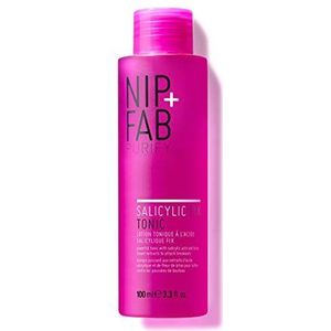 Nip+Fab Salicylzuur Fix Tonic voor gezicht met toverhazelaar, lotusbloemextract BHA-toner voor puistjes minimaliseert poriën Oliecontrole, 98 ml