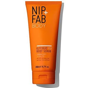 Nip+Fab Glycolic Fix Body Scrub, lichaamscrub, scrub, scrub, gladde en stralende huid, sheaboter, witte ricinusparels, 200 ml