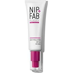 Nip+Fab SPF 30 Moisturiser Purify Anti-vervuiling 50 ml voor de vettige huid + mond, maximale vochtigheid en gezichtsbescherming, UVA+UVB-bescherming, SPF Visage zonnecrème