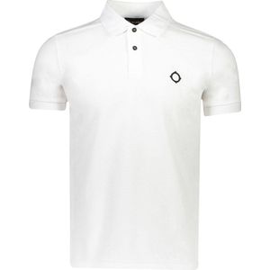 Ma.Strum - Pique Polo - Wit - Katoen - Geborduurd Logo