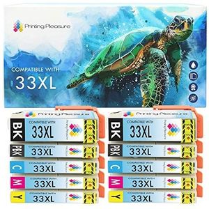 Printing Pleasure 33XL | 10 Inkt Cartridges 33 XL Compatibel met Epson Expression Premium XP-530 XP-630 XP-635 XP-640 XP-830 XP-900 XP-540 XP-645 XP-7100