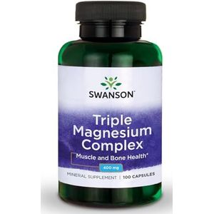 Swanson Triple Magnesium Complex 400mg 1 x 100 capsules - Spier- en botgezondheid - Drie actieve vormen van magnesium
