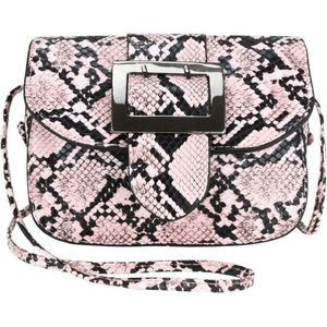 Nicole Brown Schoudertas slangenprint roze, ecoleder 13 x 17 cm - Handtassen Dames - Schoudertassen Vrouw