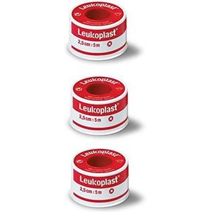Leukoplast Klassieke dressing fixatie tape - hoge zelfklevende medische tape om gewikkelde dressings op zijn plaats te bevestigen - 3 x 5 m x 2,5 cm rol