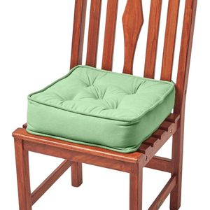 Homescapes - Zitverhoger/stoelkussen - Met katoenen hoes - Groen - 40x40 cm