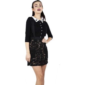 Jawbreaker Mini rok -L- Frill me lace suspender Zwart/Creme