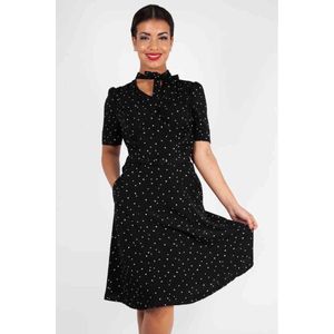Voodoo Vixen - Frances Heart Polka Dot Tea Korte jurk - M - Zwart