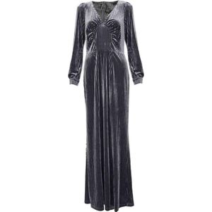 Voodoo Vixen - Edith Velvet Jewel Lange jurk - XL - Grijs
