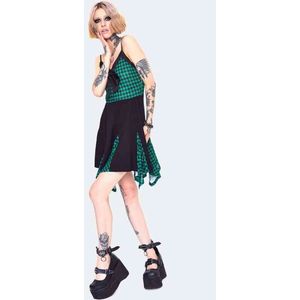 Jawbreaker - Check Panel Strappy Mini jurk - XXL - Zwart