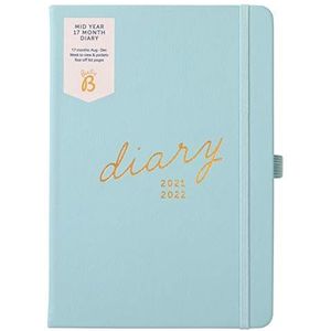 Busy B Halverwege het jaar 17 maanden dagboek augustus 2021 - december 2022. Blauw kunstlederen academisch dagboek 2021-2022 A5 weekplanner met penhouder, elastische sluiting en opbergvakken