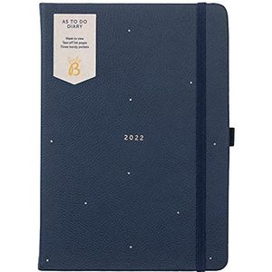 Busy B to Do Diary Januari tot December 2022 - A5 Navy Spot Week om dagboek te bekijken met notities, scheurlijsten en zakken