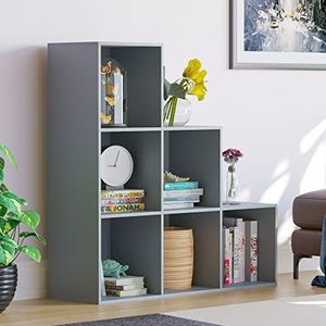 Vida Designs Durham Trap, boekenkast, opbergrek, organizer voor woonkamer, meubels (6 kubussen, grijs)