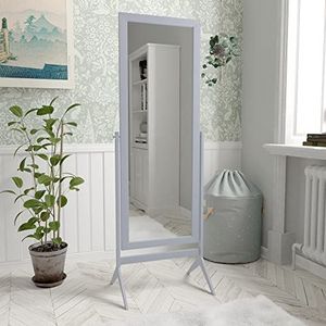 Vida Designs Nishano Rechthoekige staande spiegel van hout, volledig draaibaar, voor slaapkamer, hal, dressoir, grijs