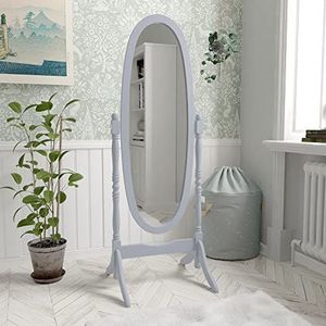 Vida Designs Nishano Ovale spiegel met volledige lengte van hout, draaibaar, voor slaapkamer, hal, commode grijs