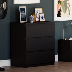 Vida Designs Denver Commode met laden, zwart, 3 drawer