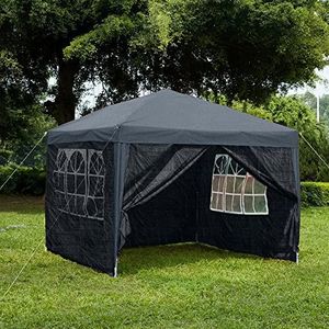 Garden Vida 2,5 x 2,5 m pop-up tuinhuisje zonder zijkanten tuinfeesttent stalen poten waterbestendig dak evenementenonderdak, grijs