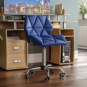 Vida Designs Geo bureaustoel van PU-leer, met draaibare en verstelbare poten, blauw