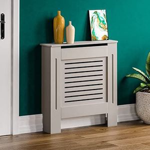 Vida Designs Milton Radiatorafdekking, traditionele, grijs-gelakte kast van vezelplaat met gemiddelde dichtheid, klein