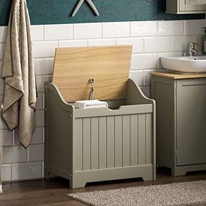 Bath Vida Priano badkamer waskast, opbergkast, houten mand, grijs, badkamer wasmand