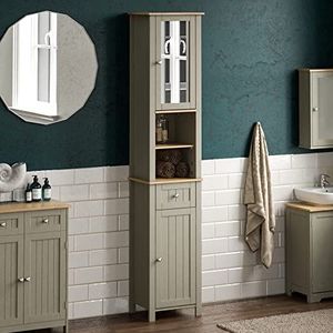 Bath Vida Priano badkamermeubel met hoge spiegel, opbergkast, vloerstaande Tallboy-unit, grijs
