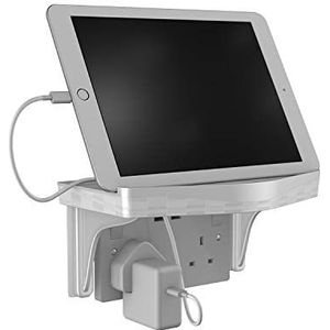 D-Line Kabel Organizer Plank, iPad Stand, Tablet Houder, Echo Dot Wall Mount - Geïntegreerde Kabel Management Sectie - Wit