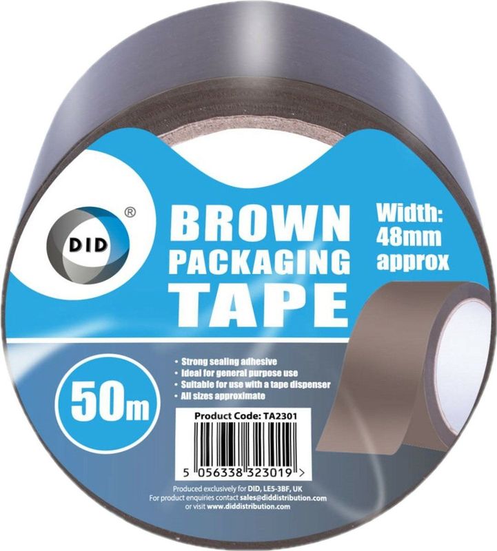 DID - verpakkingstape - reparatietape - bruin - 50 meter