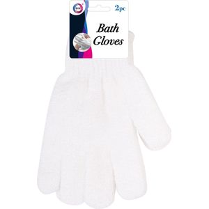 Scrub washandjes/was handschoenen - 2x - wit