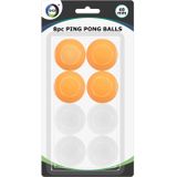 8x stuks Tafeltennis pingpong balletjes wit en oranje 40 mm/4 cm - Sportief speelgoed - Sporten - Tafeltennissen