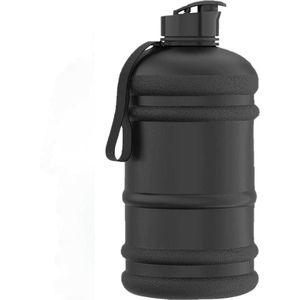 DID Waterfles/drinkfles - zwart - 2,2 liter - BPA vrij kunststof - pop up dop - fitness sportfles