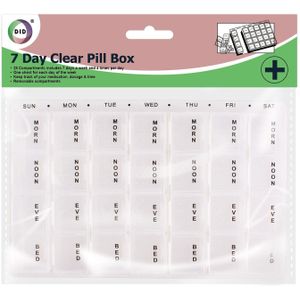 DID Medicijnen doos/pillendoos - 28-vaks - wit - 17 cm - Geneesmiddelen bewaarbox