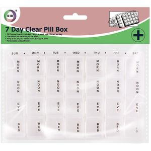 DID Medicijnen doos/pillendoos - 28-vaks - wit - 17 cm